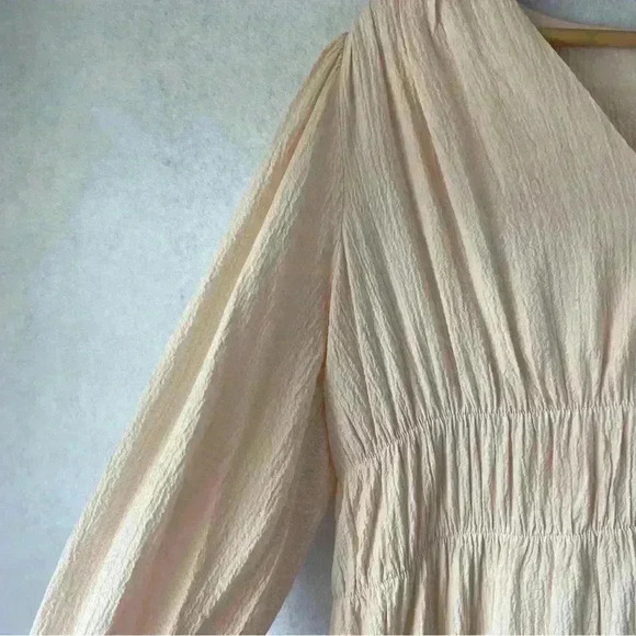 CALVIN KLEIN Womens Pink Stretch Textured Ruffled 3/4 Sleeve Midi‎ Dress Size 14 - Picture 4 of 14